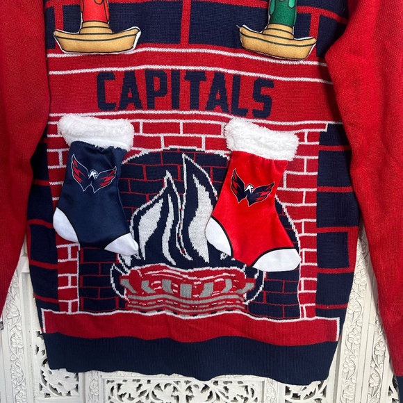 Washington Capitols NHL Christmas Sweater Candles Stockings Mens Small - Picture 3 of 7